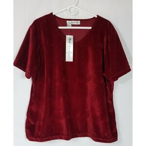 by design Woman Vintage Embossed Textured Velvet Top Burgandy Size 22W NEW